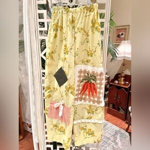 Cottagecore garden carrot Peter rabbit style Floral Wide Leg Pants